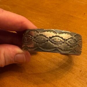 Native American Navajo handmade sterling silver cuff